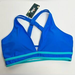 NWT, BMJL High Waisted Bikini Top V Neck Color Block Two Piece Swimsuit, sz M